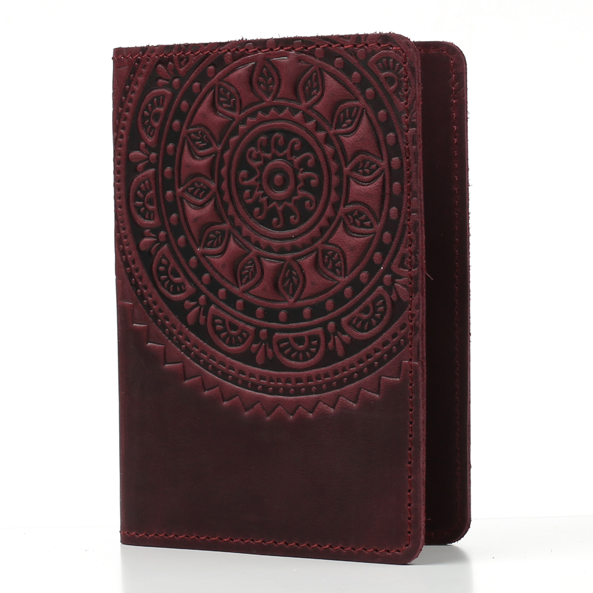 Обкладинка на паспорт бордова "Сонце Карпат"