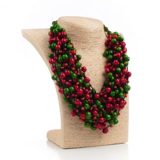 Намисто дерев'яне, червоно-зелене (велике)