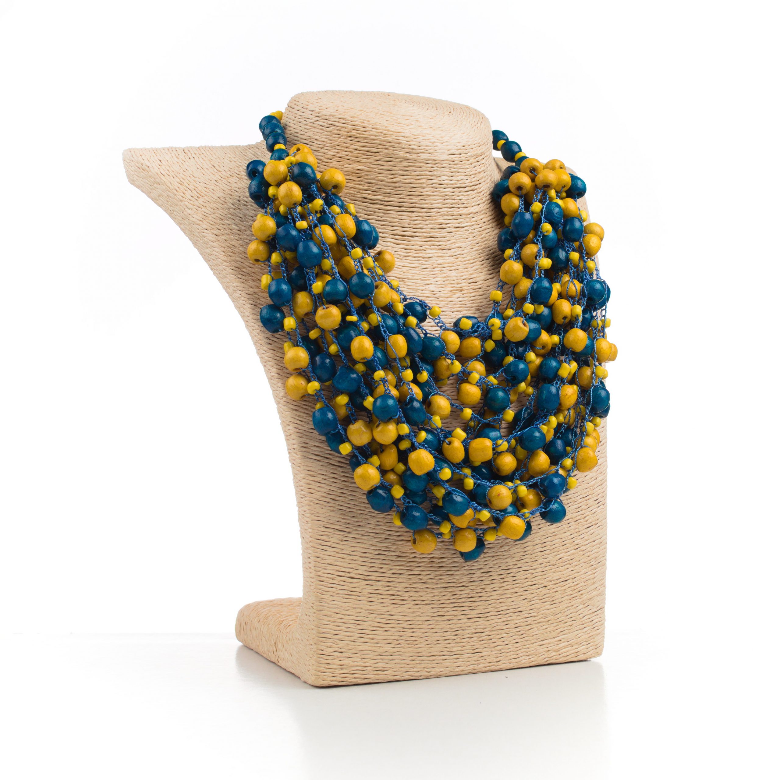 Намисто дерев'яне, жовто-блакитне (велике)