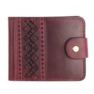 Гаманець бордовий  складений (геометрія), з тисненням