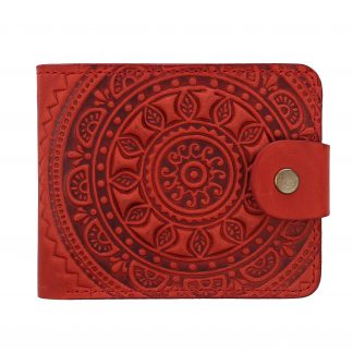 Гаманець червоний складений (сонце Карпат), з тисненням
