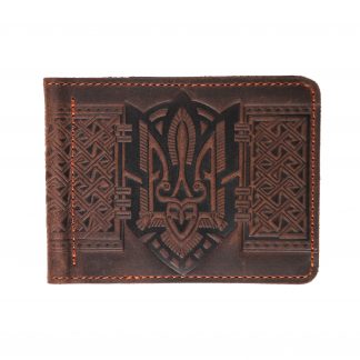 Зажим для грошей коричневий "герб"