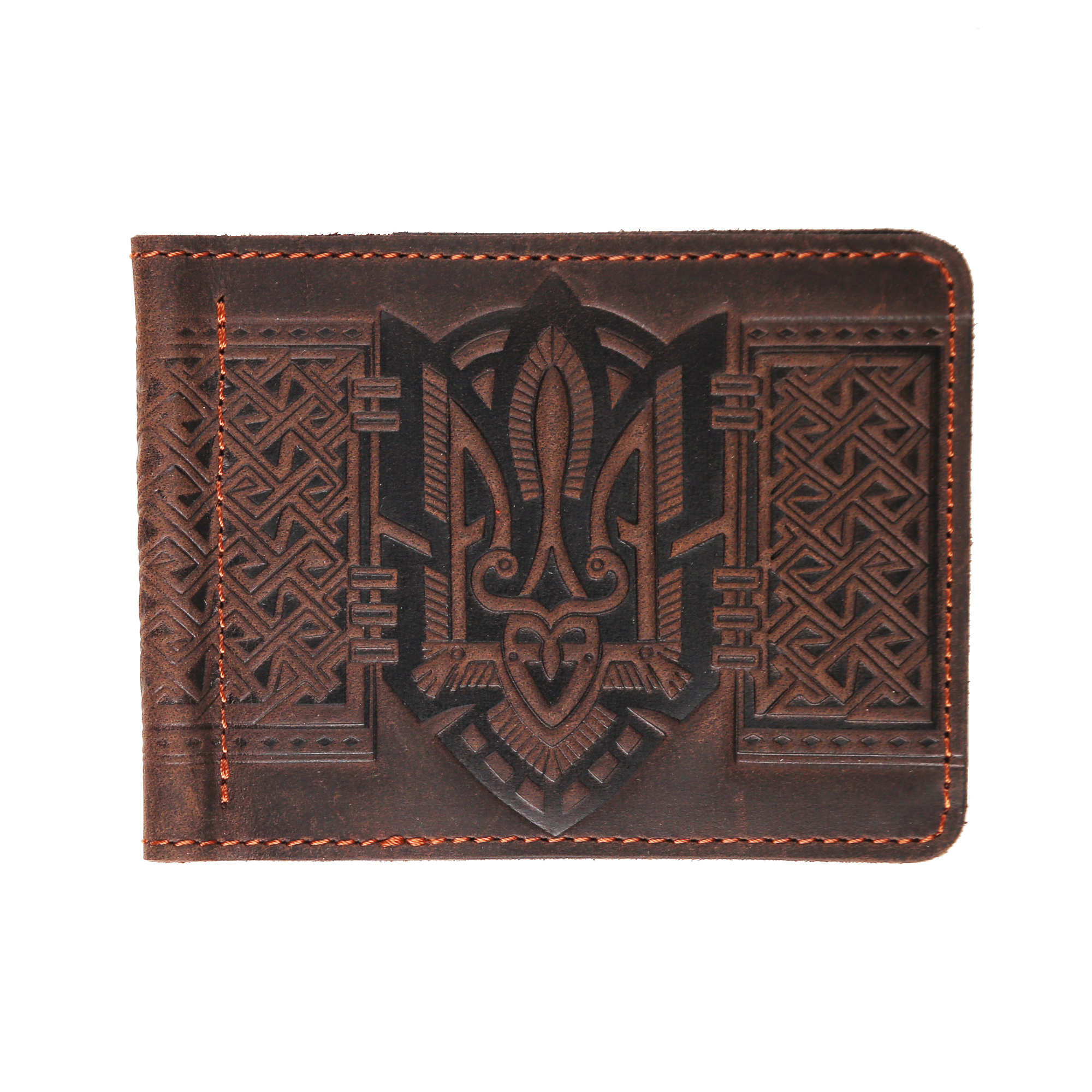 Зажим для грошей коричневий "герб"