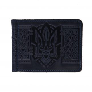 Зажим для грошей синій "герб"