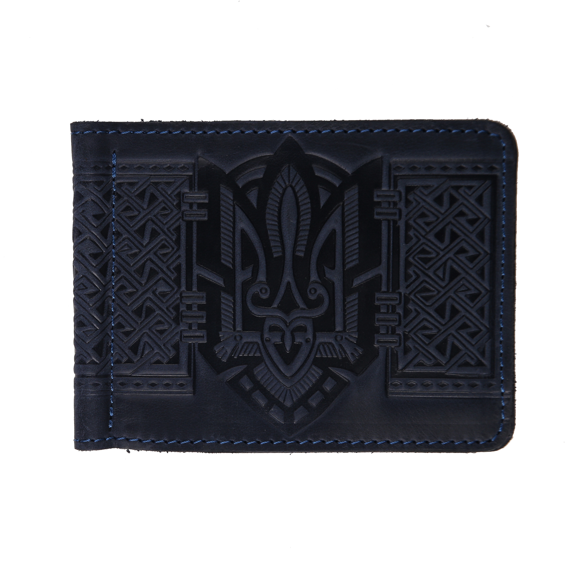 Зажим для грошей синій "герб"