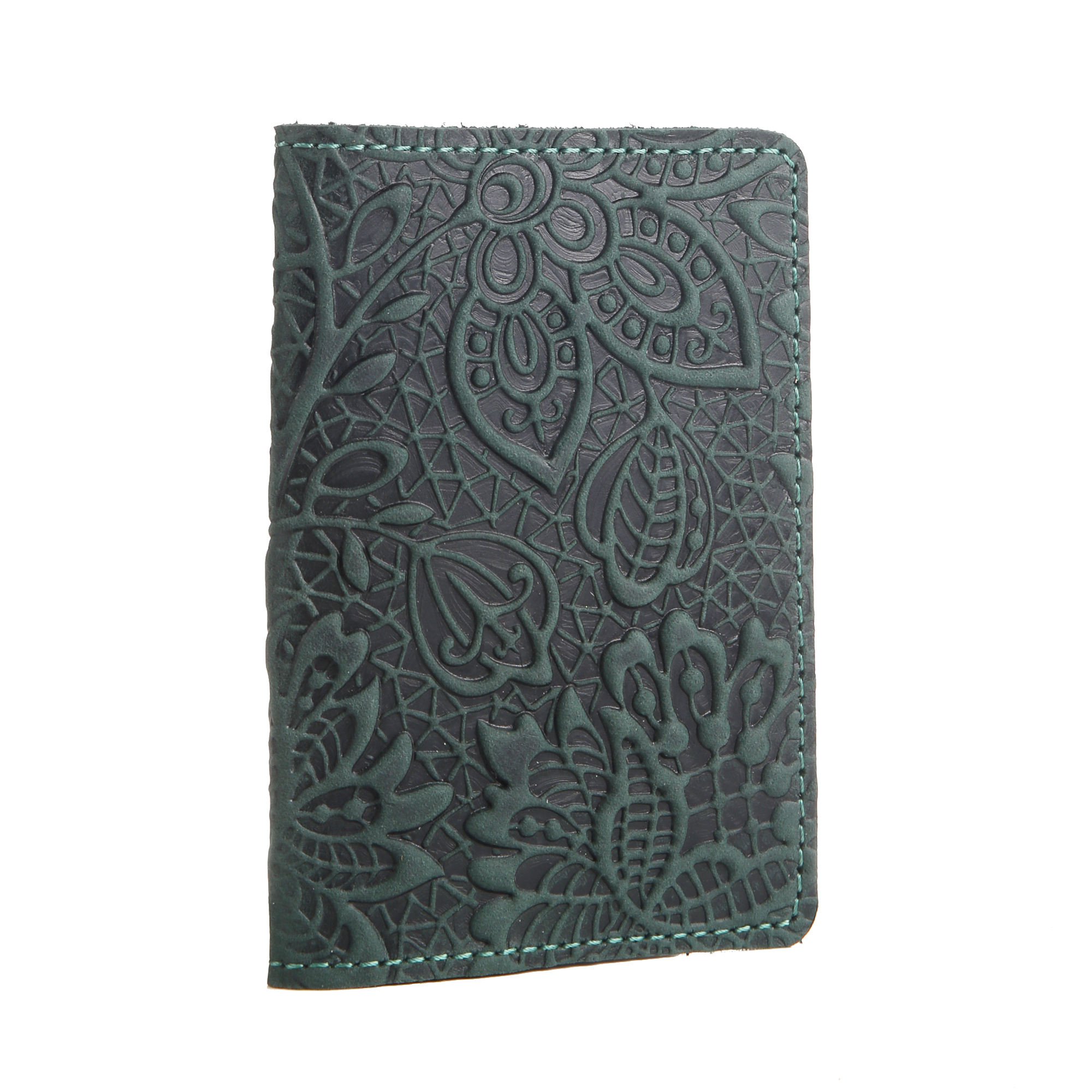 Обкладинка на паспорт зелена "Квіти"