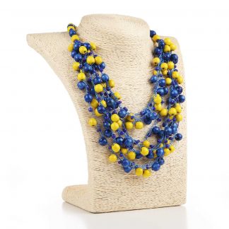 Намисто дерев'яне синьо-жовте