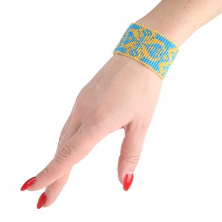 Браслет з бісеру, жовто-блакитний