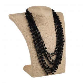 Кольє з бісеру-кришталю, чорне