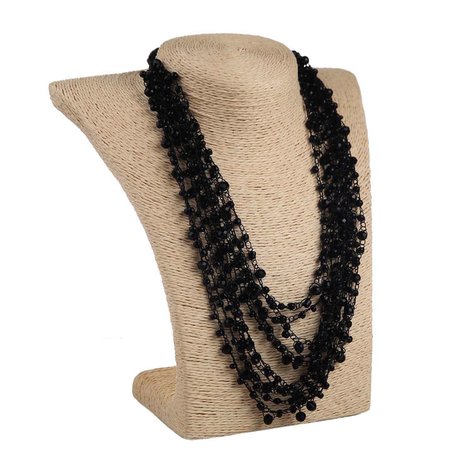 Кольє з бісеру-кришталю, чорне