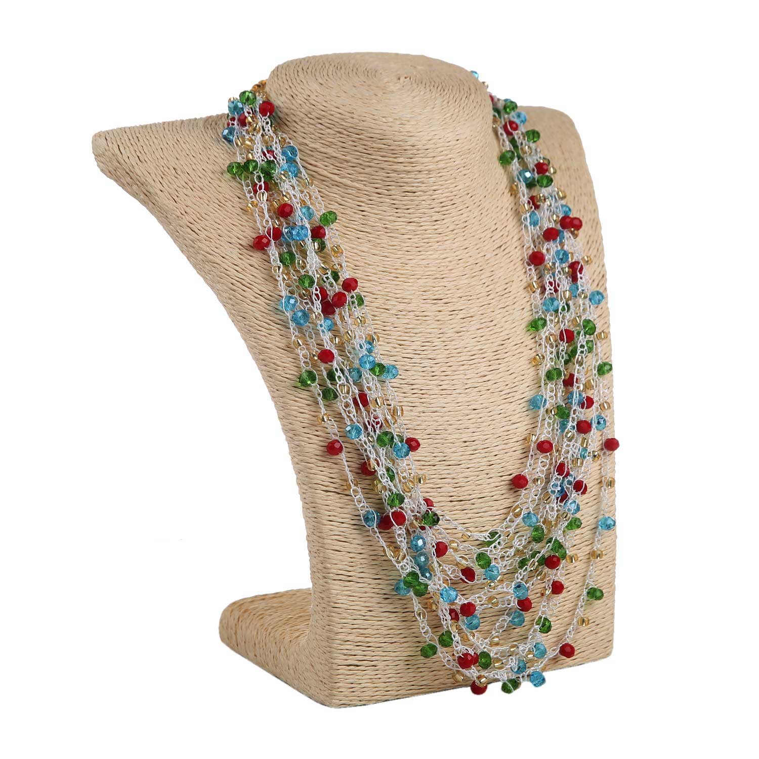 Кольє з бісеру-кришталю, кольорове