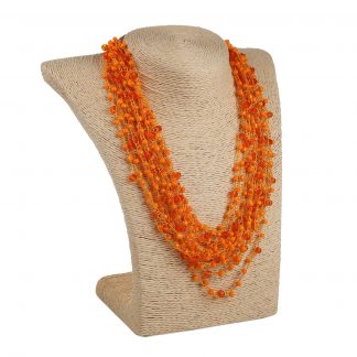 Кольє з бісеру-кришталю, помаранчеве