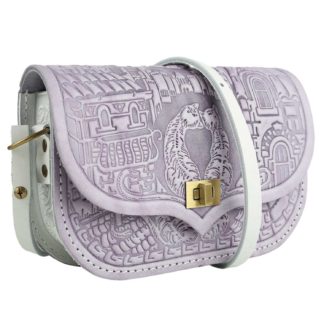 Сумка шкіряна бузкова "Котики"