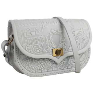 Сумка шкіряна біла "Котики"