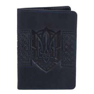 Обкладинка на паспорт темно-синя "Тризуб"