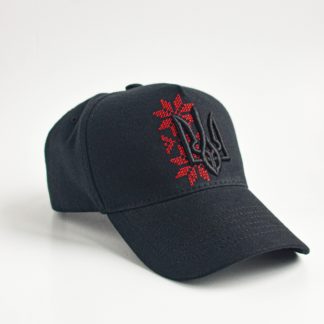 Кепка Тризуб+Орнамент (червоно-чорна)