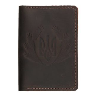 Обкладинка для документів(картхолдер) темно-коричнева "Тризуб"