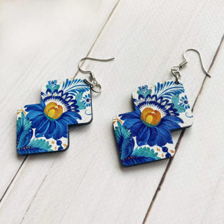 Дерев'яні сережки з розписом 6