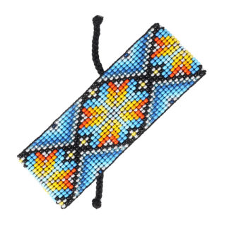 Браслет з бісеру блакитно-оранжевий "Геометрія"