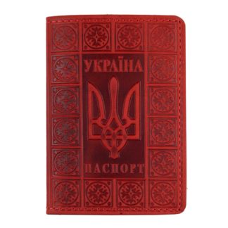 Обкладинка на паспорт "Герб - молитва"червона