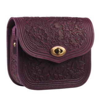 Сумка шкіряна бордова "Квітка"