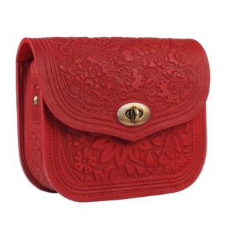 Сумка шкіряна червона "Квітка"