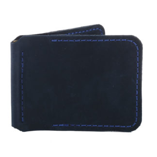 Зажим для грошей синій гладкий