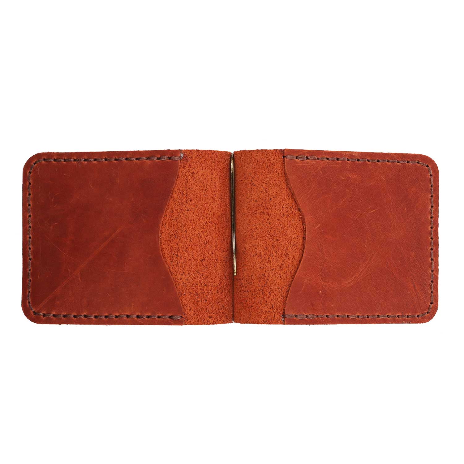 Зажим для грошей коньяк гладкий - Зображення 2