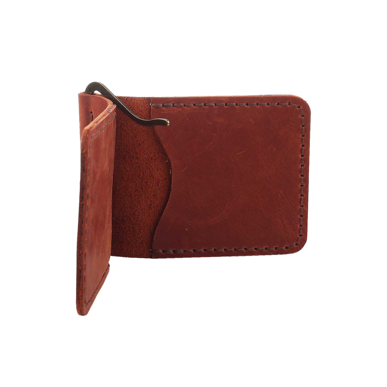 Зажим для грошей коньяк гладкий - Зображення 3