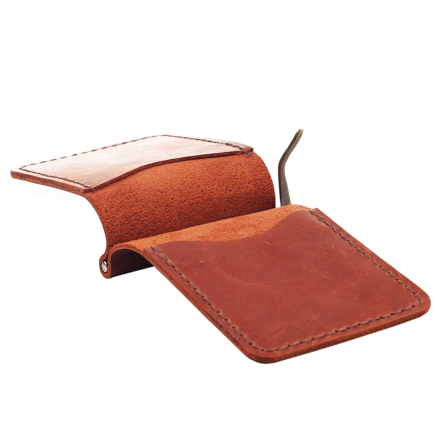 Зажим для грошей коньяк гладкий - Зображення 4