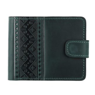 Гаманець зелений складений, з тисненням (геометрія)
