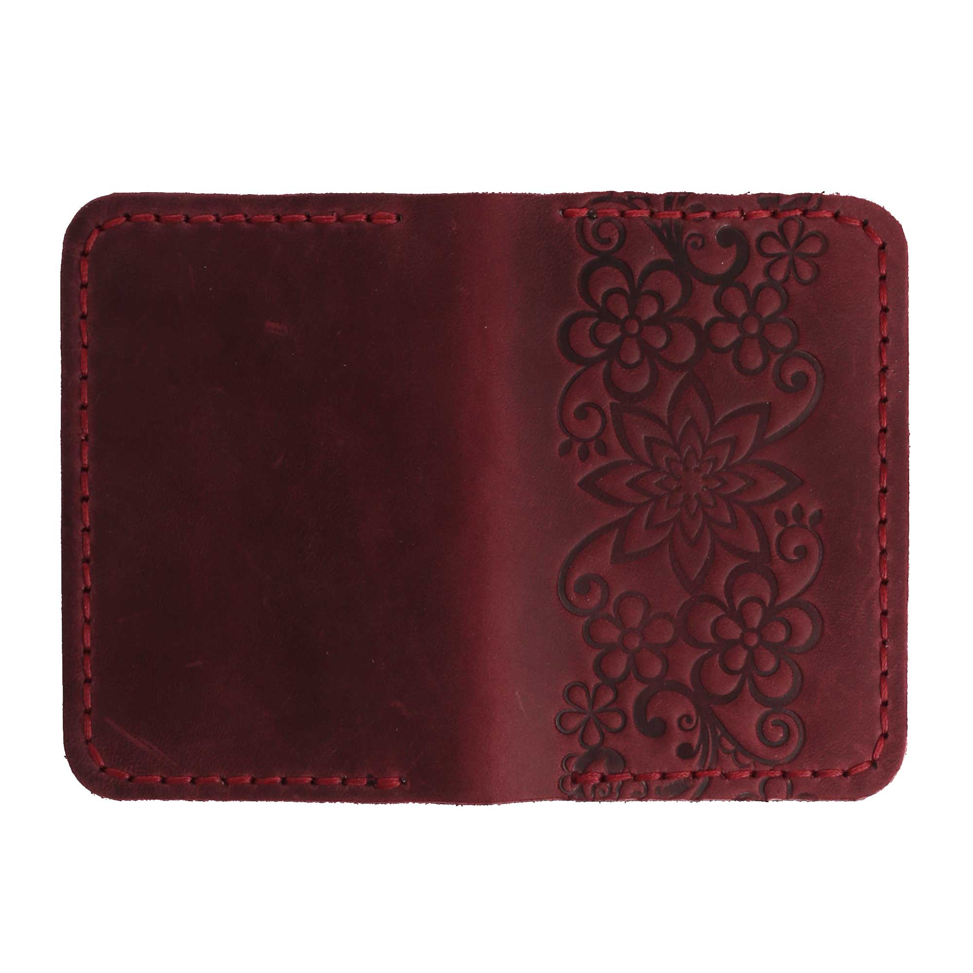 Обкладинка для документів(картхолдер) бордова "Квіти" - Зображення 3