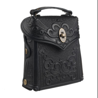 Сумка рюкзак шкіряна чорна “Тиснення”