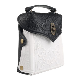 Сумка рюкзак шкіряна чорно-біла “Тиснення”