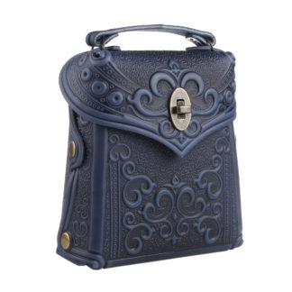 Сумка рюкзак шкіряна синя “Тиснення”