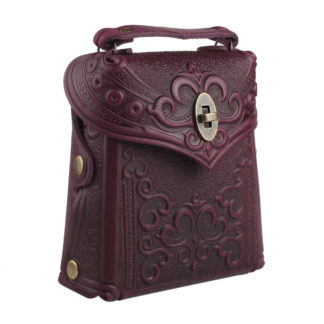 Сумка рюкзак шкіряна бордова "Тиснення"