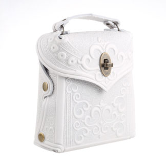 Сумка рюкзак шкіряна біла “Тиснення”