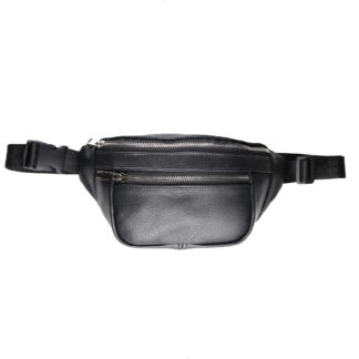 Сумка-бананка , шкіряна, чорна.