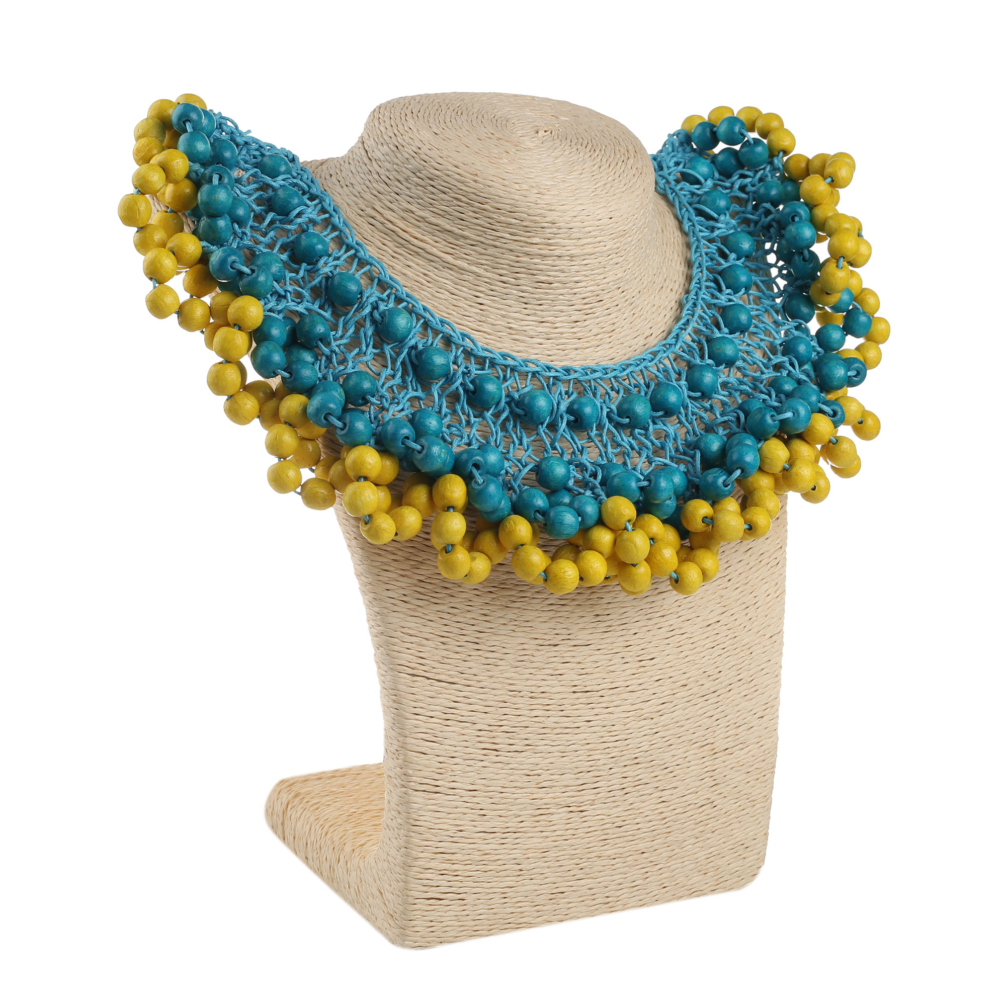 Комірець блакитно-жовтий з дерева