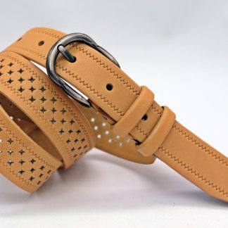 Ремінь жовтий з перфорацією "Тиснення"