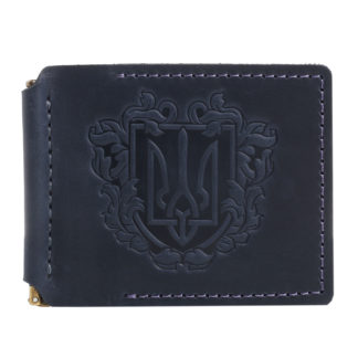 Затискач для купюр синій “Тризуб”