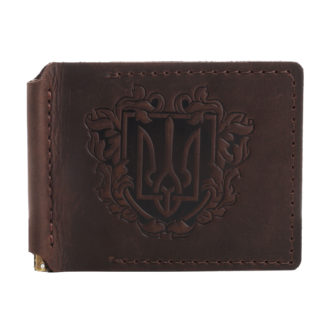 Затискач для купюр коричневий “Тризуб”