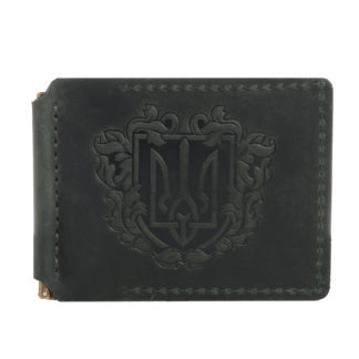 Затискач для купюр зелений “Тризуб”