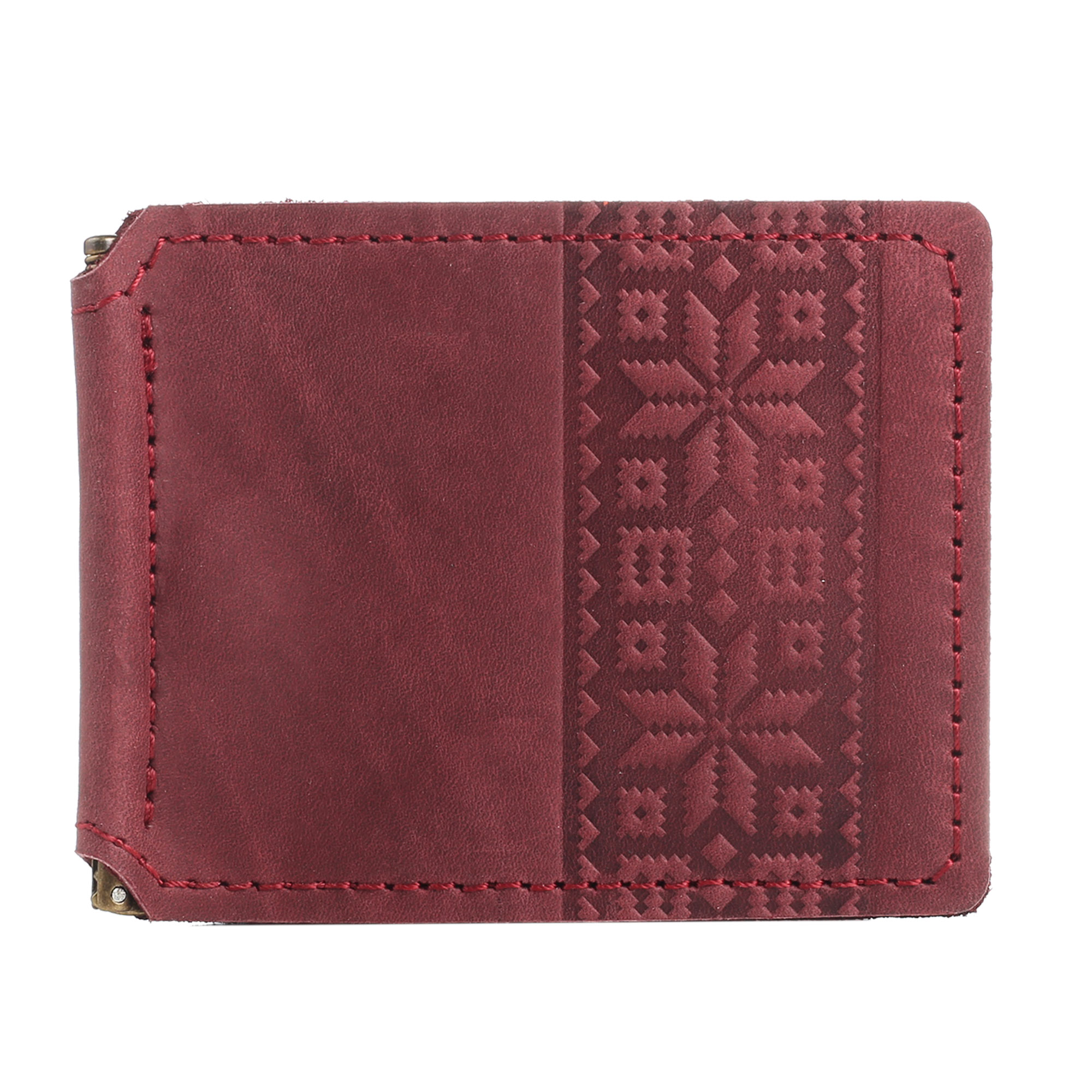 Затискач для купюр бордовий “Вишиванка”