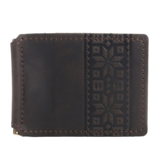 Затискач для купюр коричневий “Вишиванка”