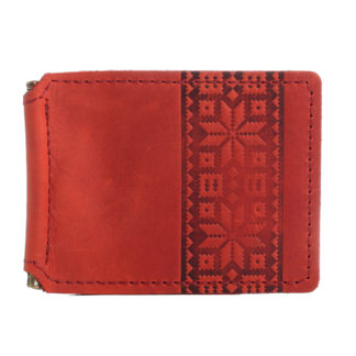 Затискач для купюр червоний “Вишиванка”