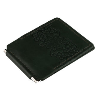 Затискач для купюр зелений Квіти