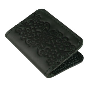 Обкладинка для документів (ID-паспорт) зелена Квіти