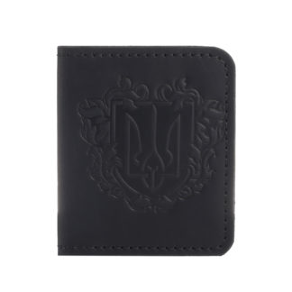 Обкладинка для документів (ID-паспорт) з прозорим віконечком чорна Герб