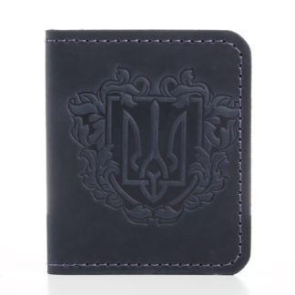 Обкладинка для документів (ID-паспорт) з прозорим віконечком синя Герб